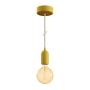 Modulair PASTEL Lampada da esterno con 1,5 m cavo tessile, rosone e portalampada in silicone IP65 waterproof - Mostarda