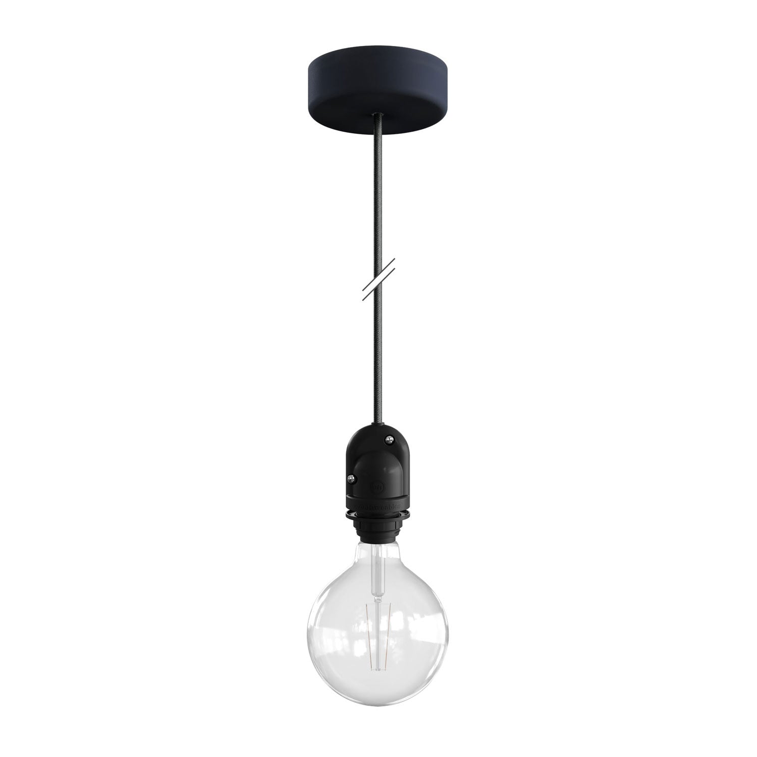 Modulair Lampada per paralume da esterni con 1,5 m cavo tessile, rosone e portalampada IP65 waterproof - Grafite