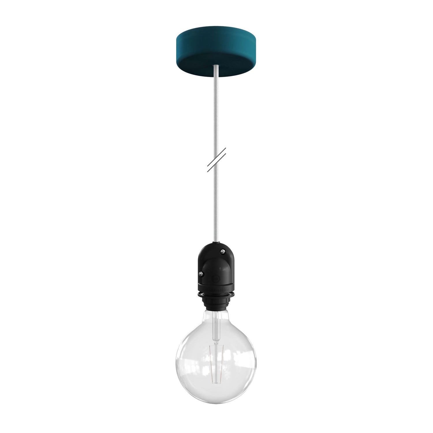 Modulair Lampada per paralume da esterni con 1,5 m cavo tessile, rosone e portalampada IP65 waterproof - Petrolio
