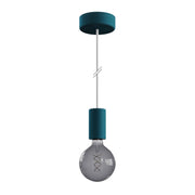 Modulair ELEGANT Lampada da esterno con 1,5 m cavo tessile, rosone e portalampada in silicone IP65 waterproof - Petrolio