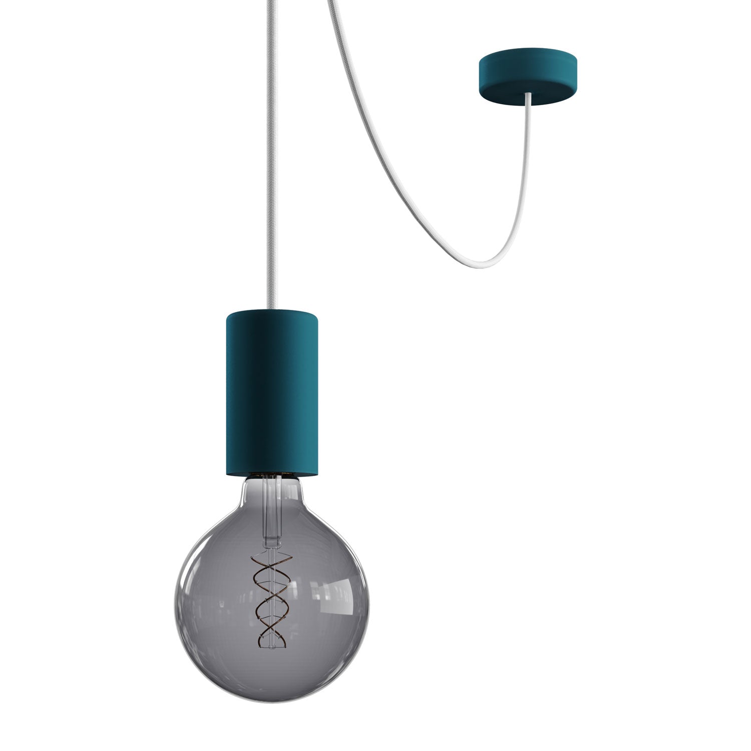 Modulair ELEGANT Lampada da esterno con 5 m cavo tessile, decentatore, rosone e portalampada IP65 waterproof - Petrolio