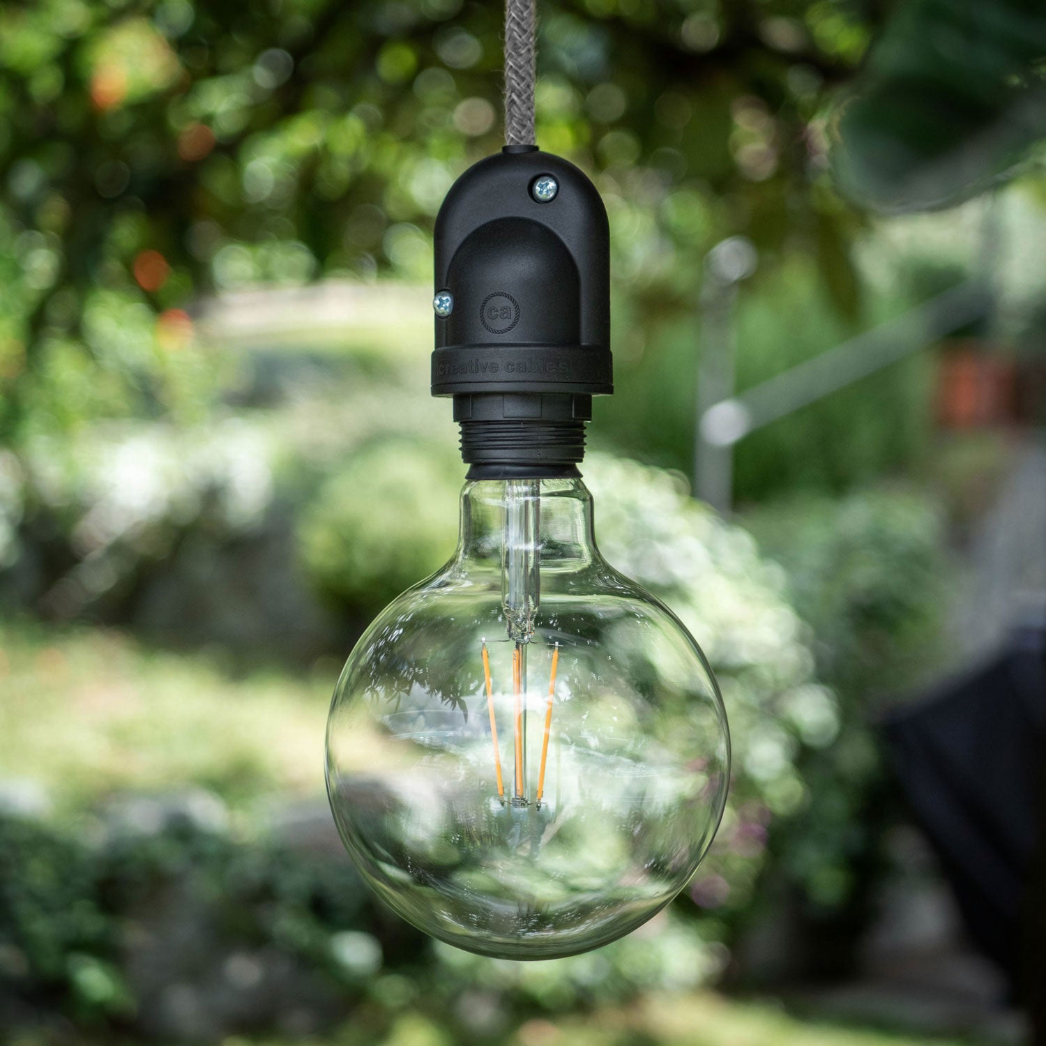 Modulair Lampada per paralume da esterni con 1,5 m cavo tessile, rosone e portalampada IP65 waterproof - Salmone