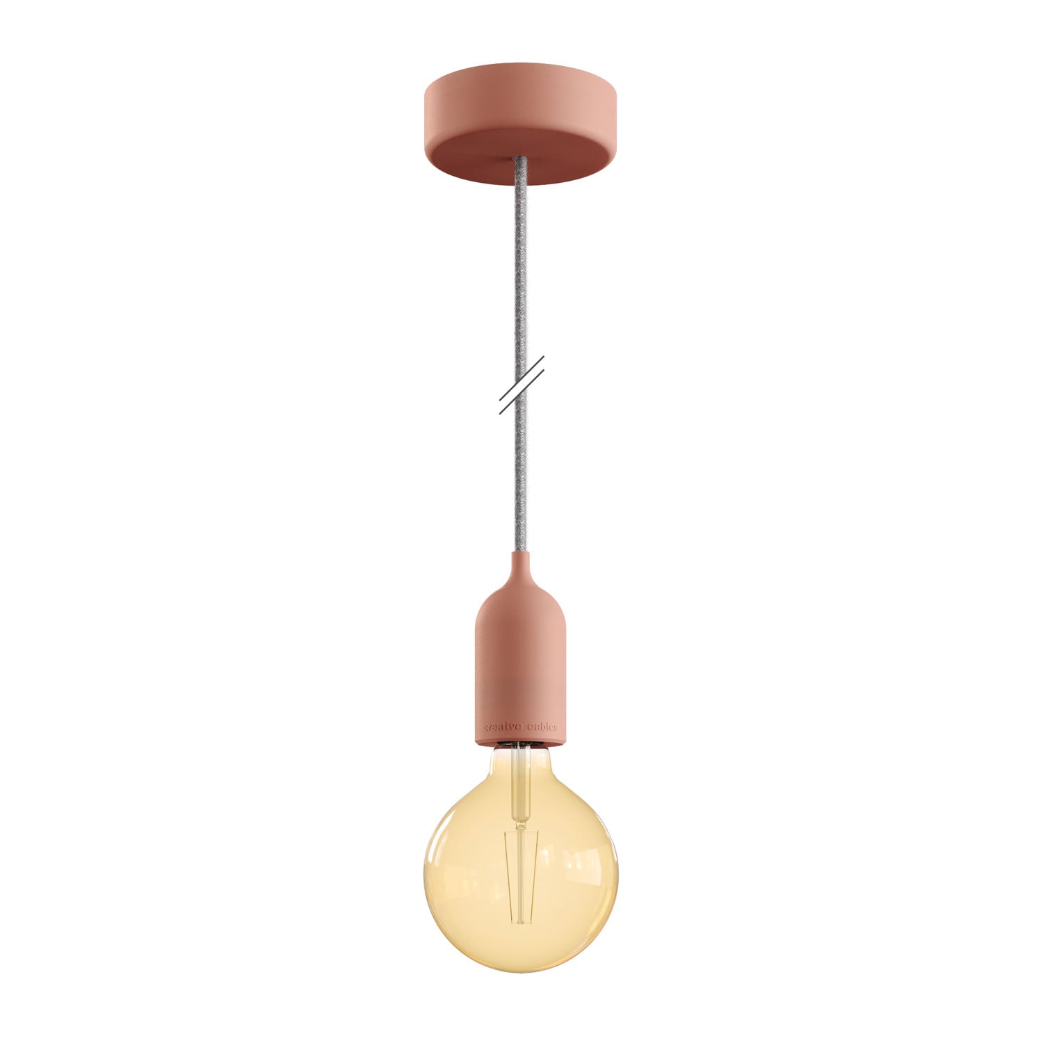 Modulair PASTEL Lampada da esterno con 1,5 m cavo tessile, rosone e portalampada in silicone IP65 waterproof - Salmone