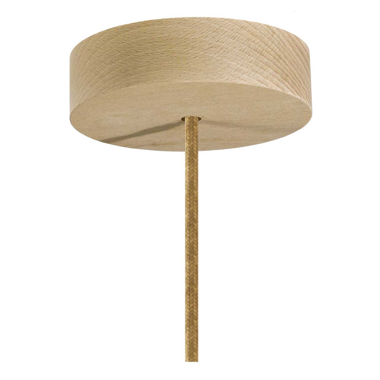 Lampada a sospensione completa di cavo tessile, paralume Cilindro in rafia e finiture in metallo - Rafia naturale
