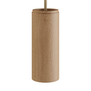Lampada a sospensione completa di cavo tessile e paralume Tub-E14 in legno - Neutro
