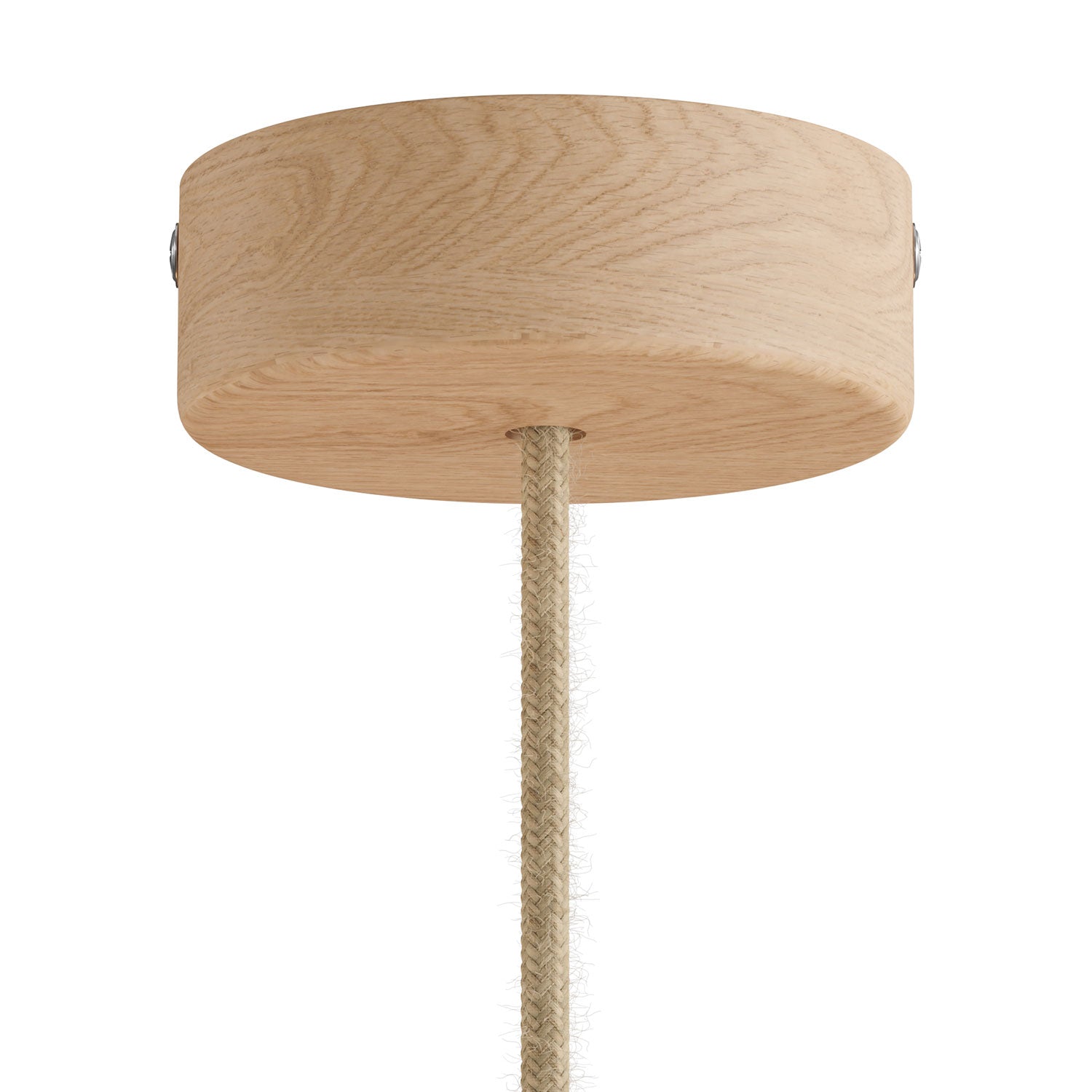 Lampada a sospensione completa di cavo tessile e finiture in legno - Neutro