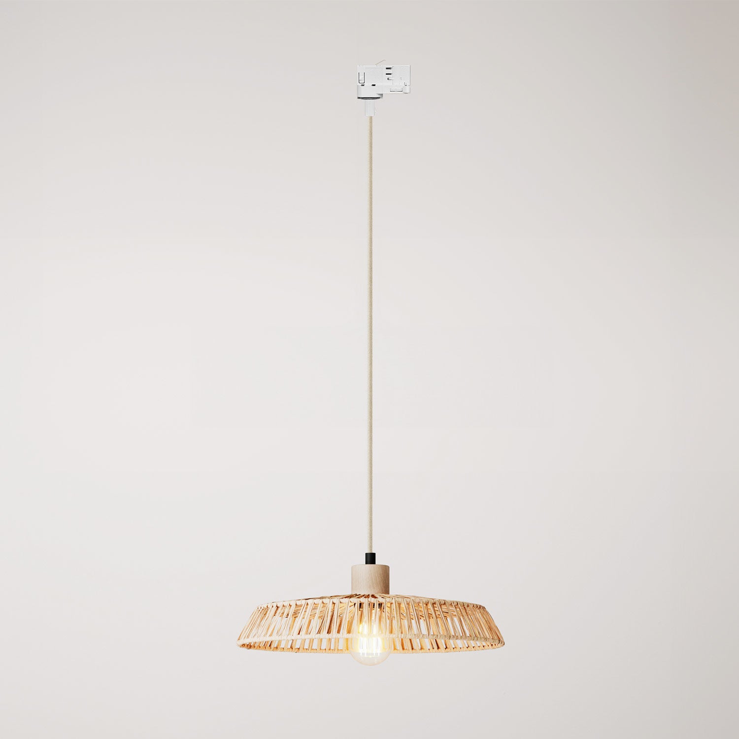 Lampada a binari con paralume in rafia Moorea - Neutro