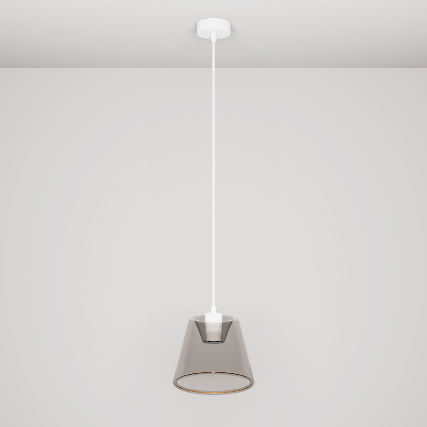 Lampada a sospensione con lampadina Ghost a cono smoky - Bianco