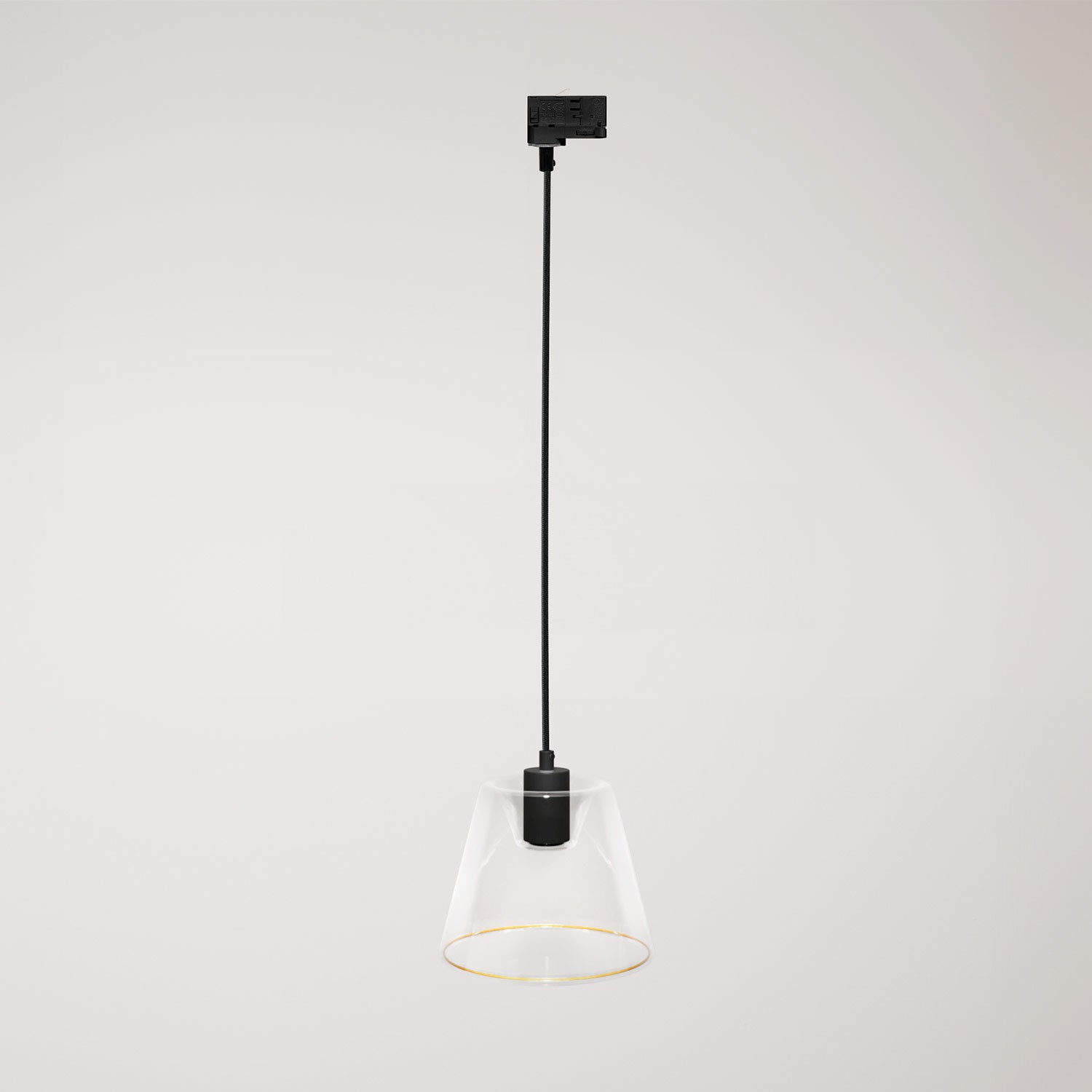 Lampada a sospensione con lampadina Ghost a cono trasparente per binari - Nero