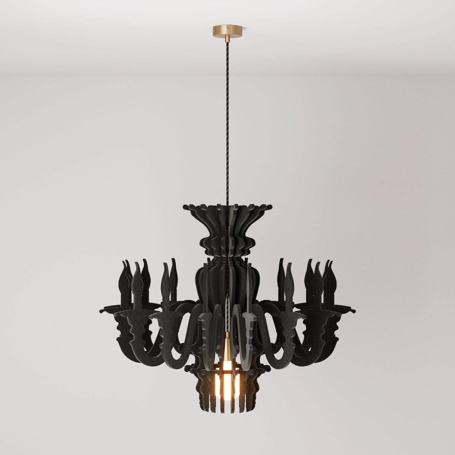 Lampada a sospensione con paralume classico SHHANDELIER in materiale fonoassorbente  - Nero melange