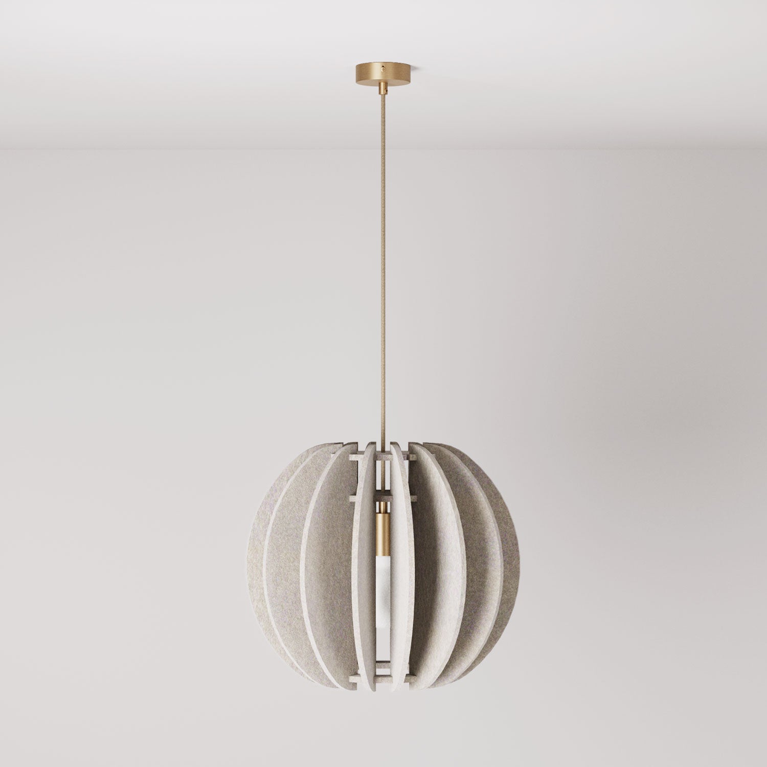 Lampada a sospensione con paralume ellittico LAMPSHHADE in materiale fonoassorbente - Tortora melange