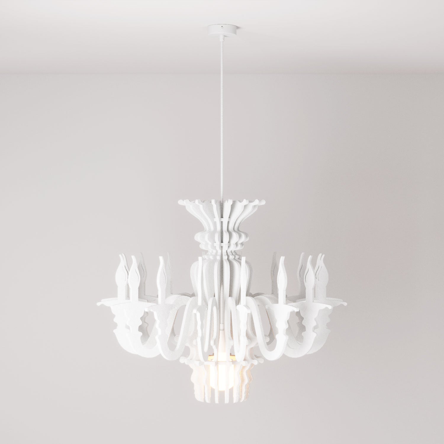Lampada a sospensione con paralume classico SHHANDELIER in materiale fonoassorbente  - Bianco melange
