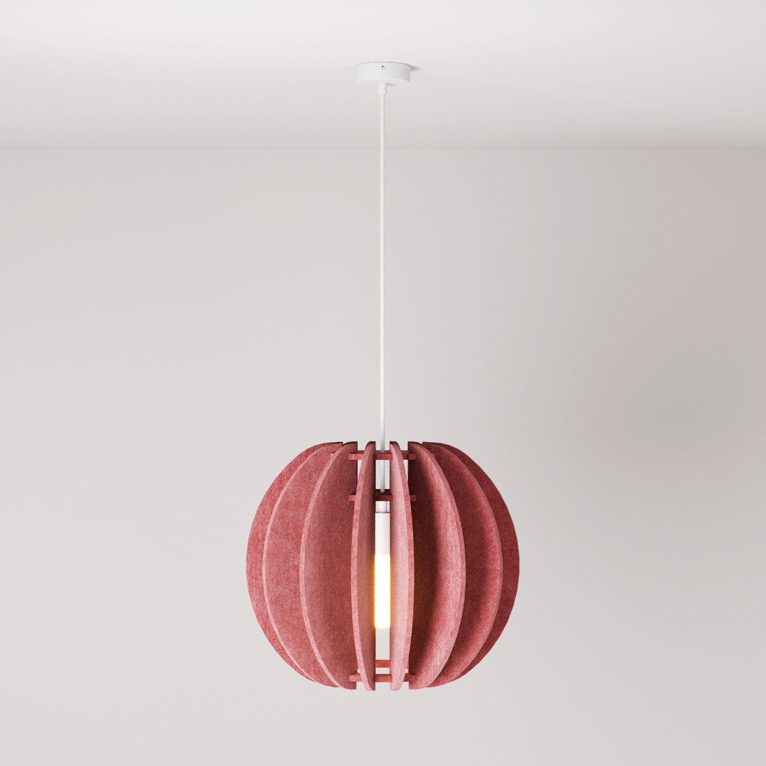 Lampada a sospensione con paralume ellittico LAMPSHHADE in materiale fonoassorbente - Rosa melange