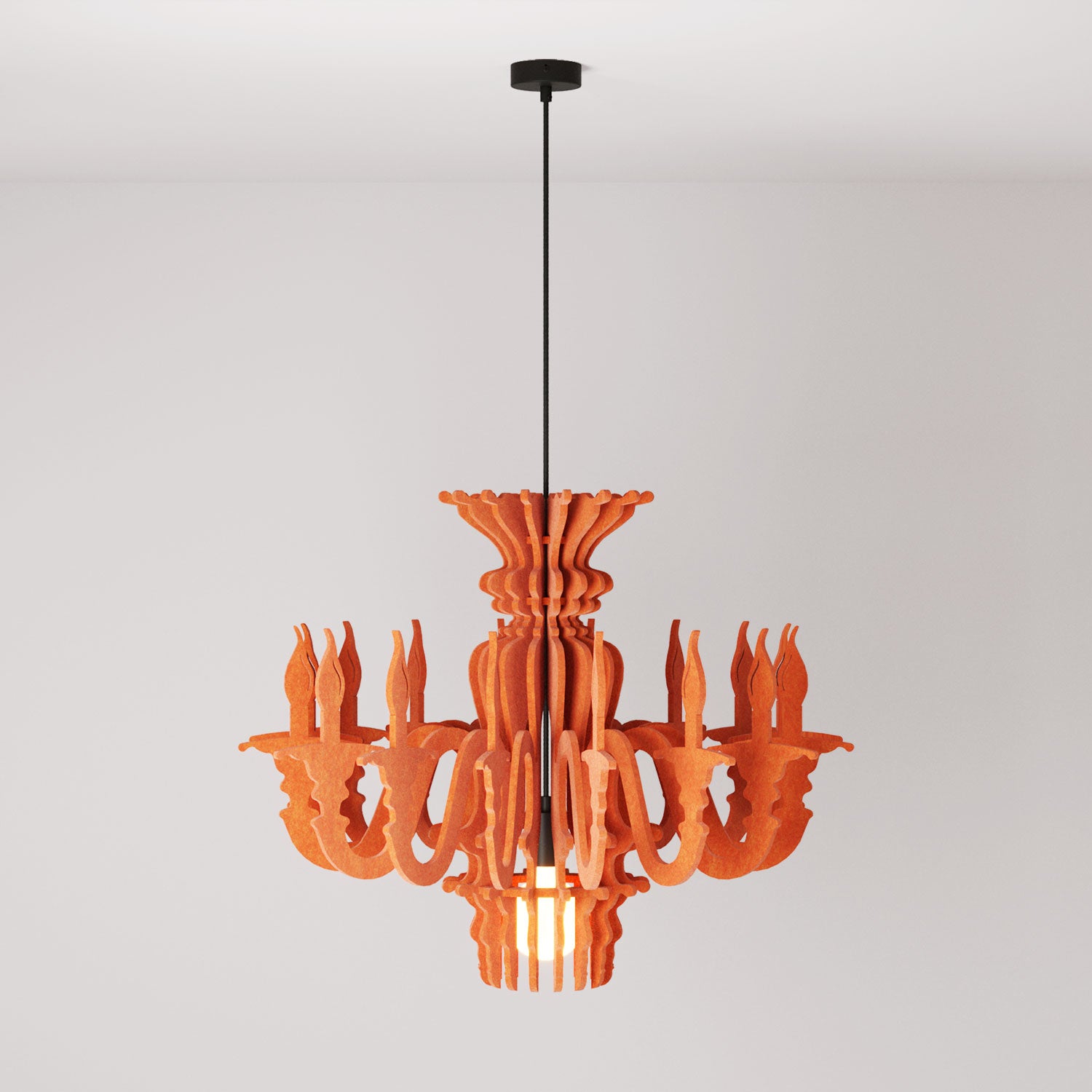 Lampada a sospensione con paralume classico SHHANDELIER in materiale fonoassorbente  - Arancione melange