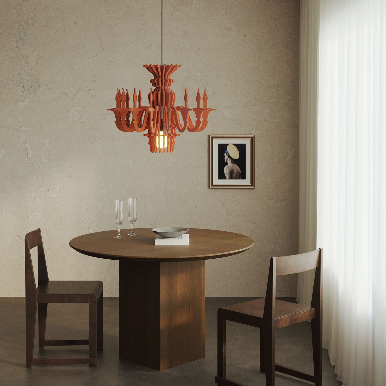 Lampada a sospensione con paralume classico SHHANDELIER in materiale fonoassorbente  - Arancione melange