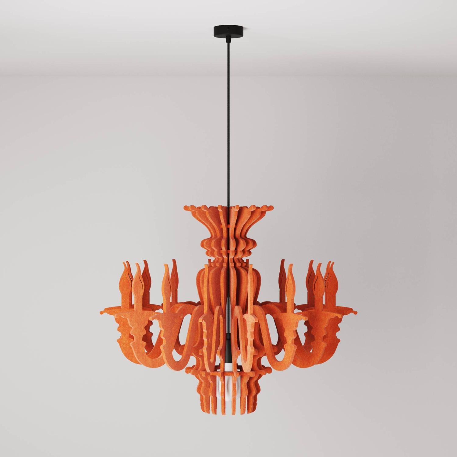 Lampada a sospensione con paralume classico SHHANDELIER in materiale fonoassorbente  - Arancione melange