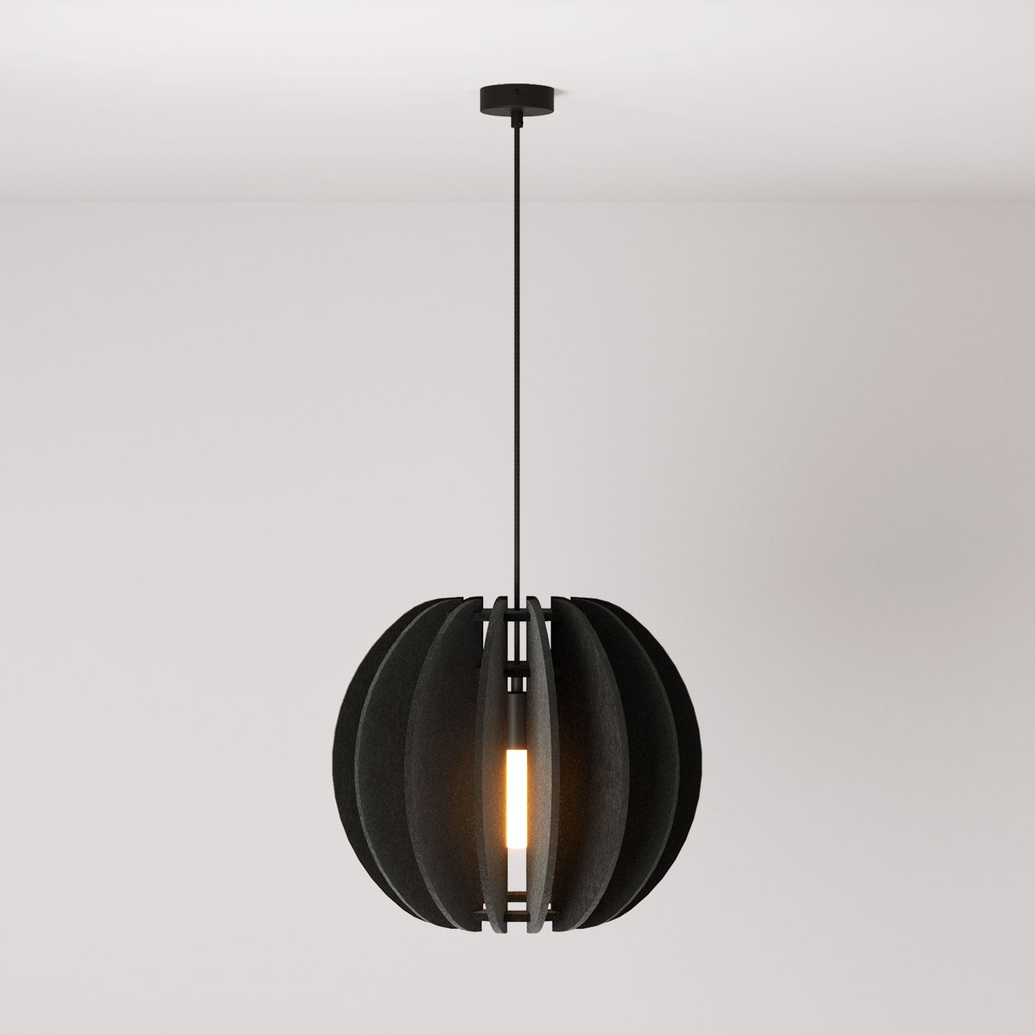 Lampada a sospensione con paralume ellittico LAMPSHHADE in materiale fonoassorbente - Nero melange