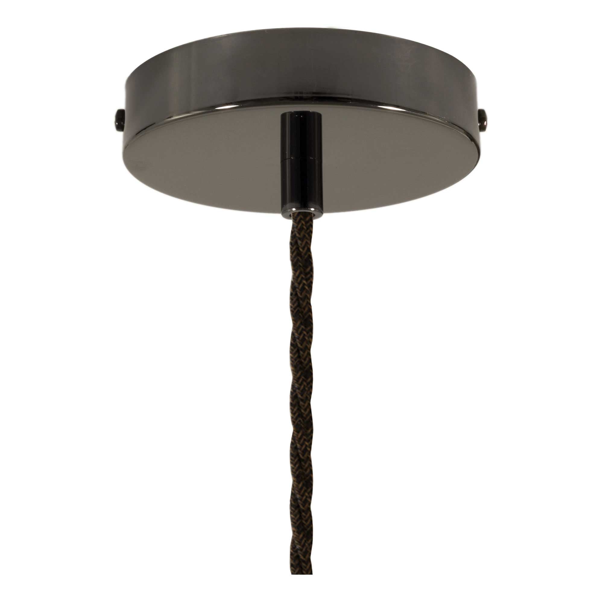 Lampada a sospensione completa di cavo tessile trecciato e portalampada in alluminio - Nero perla