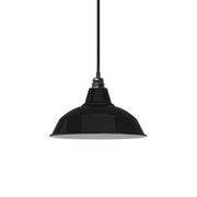 Lampada a sospensione completa di cavo tessile, paralume Bistrot e finiture in metallo - Nero