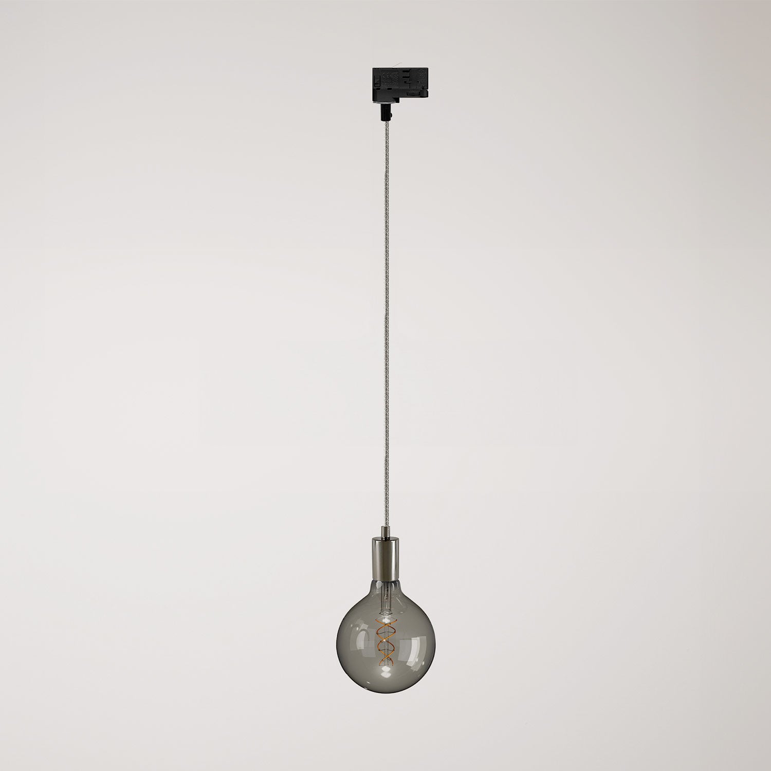 Lampada a sospensione industrial con cavo tessile e adattatore per binario - Nero perla