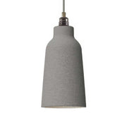 Lampada a sospensione completa di cavo tessile, paralume Bottiglia in ceramica e finiture in metallo - Effetto cemento