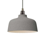 Lampada a sospensione completa di cavo tessile, paralume Coppa in ceramica e finiture in metallo - Effetto cemento