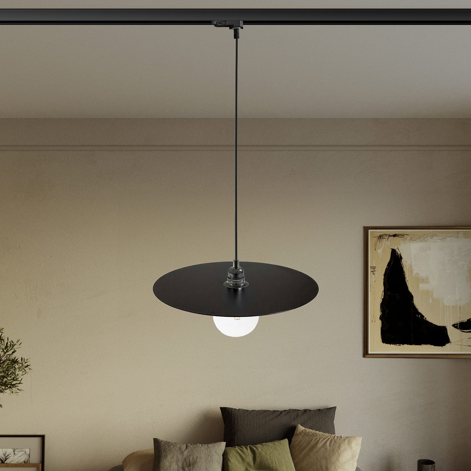 Lampada a sospensione per binari con paralume XL Ellepi - Nero