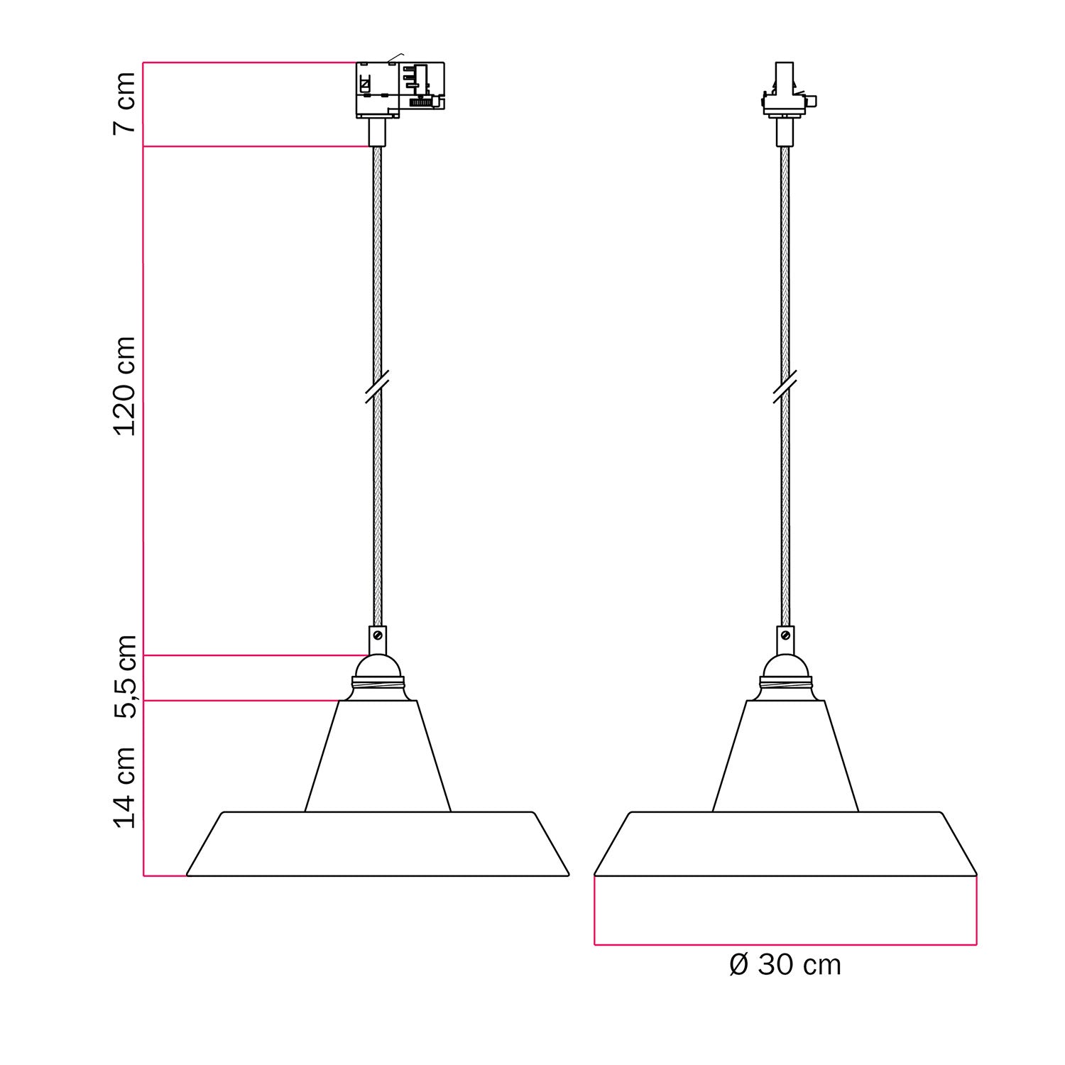 Lampada a sospensione con paralume in ceramica Industriale a binario - Effetto cemento
