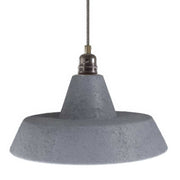 Lampada a sospensione completa di cavo tessile, paralume in ceramica Industriale e finiture in metallo - Effetto cemento