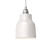 Lampada a sospensione completa di cavo tessile, paralume Vaso in ceramica e finiture in metallo - Bianco lucido