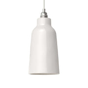 Lampada a sospensione completa di cavo tessile, paralume Bottiglia in ceramica e finiture in metallo - Bianco lucido