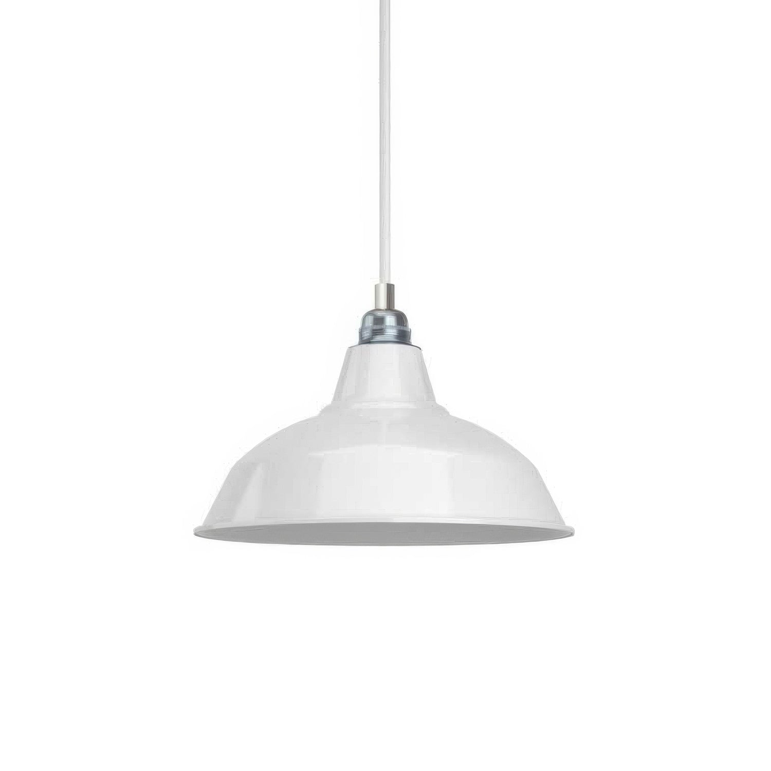 Lampada a sospensione completa di cavo tessile, paralume Bistrot e finiture in metallo - Bianco