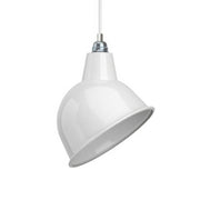Lampada a sospensione completa di cavo tessile, paralume Broadway e finiture in metallo - Bianco