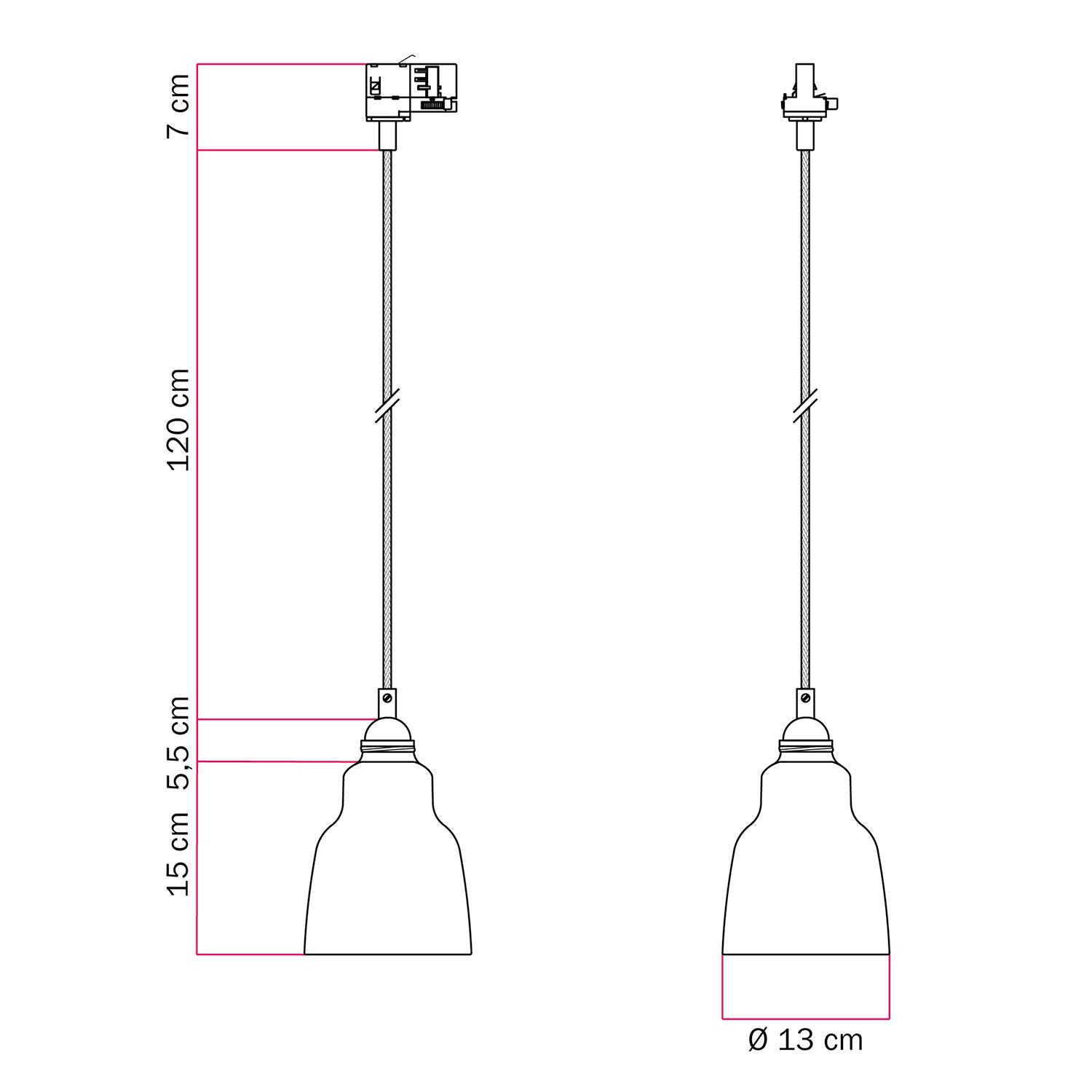 Lampada a sospensione con paralume Vaso e adattatore per binari - Terracotta striato