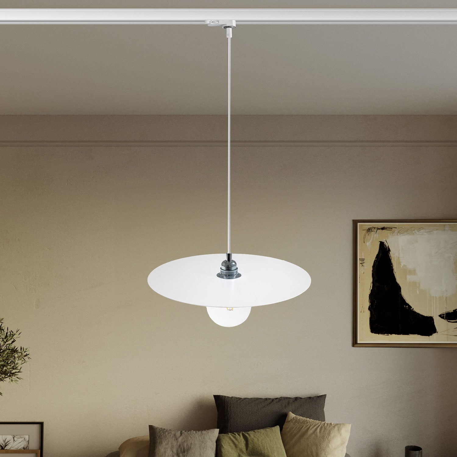 Lampada a sospensione per binari con paralume XL Ellepi - Bianco
