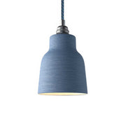 Lampada a sospensione completa di cavo tessile, paralume Vaso in ceramica e finiture in metallo - Avion striato