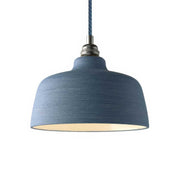 Lampada a sospensione completa di cavo tessile, paralume Coppa in ceramica e finiture in metallo - Avion striato