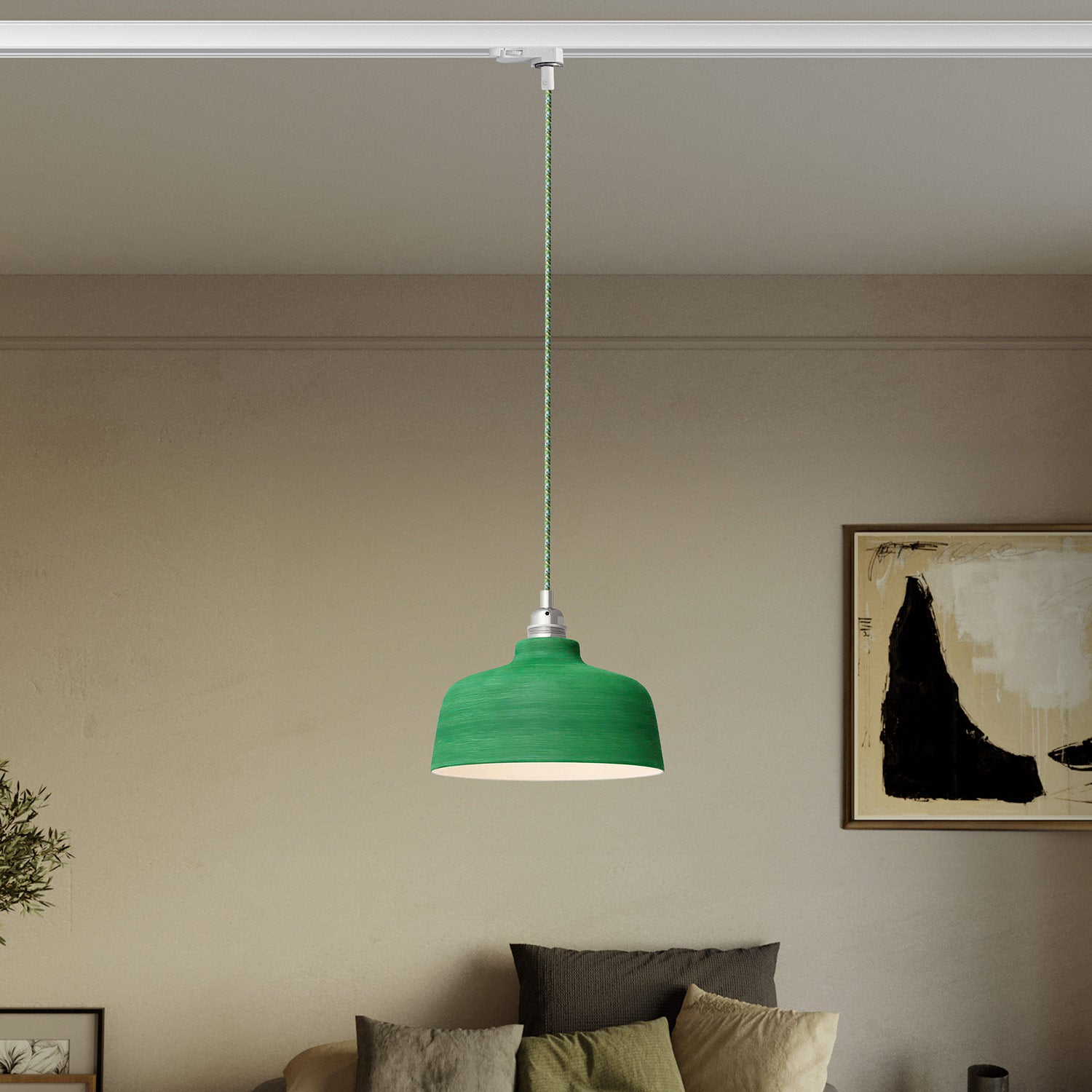 Lampada a sospensione con paralume Coppa e adattatore per binario - Evergreen striato