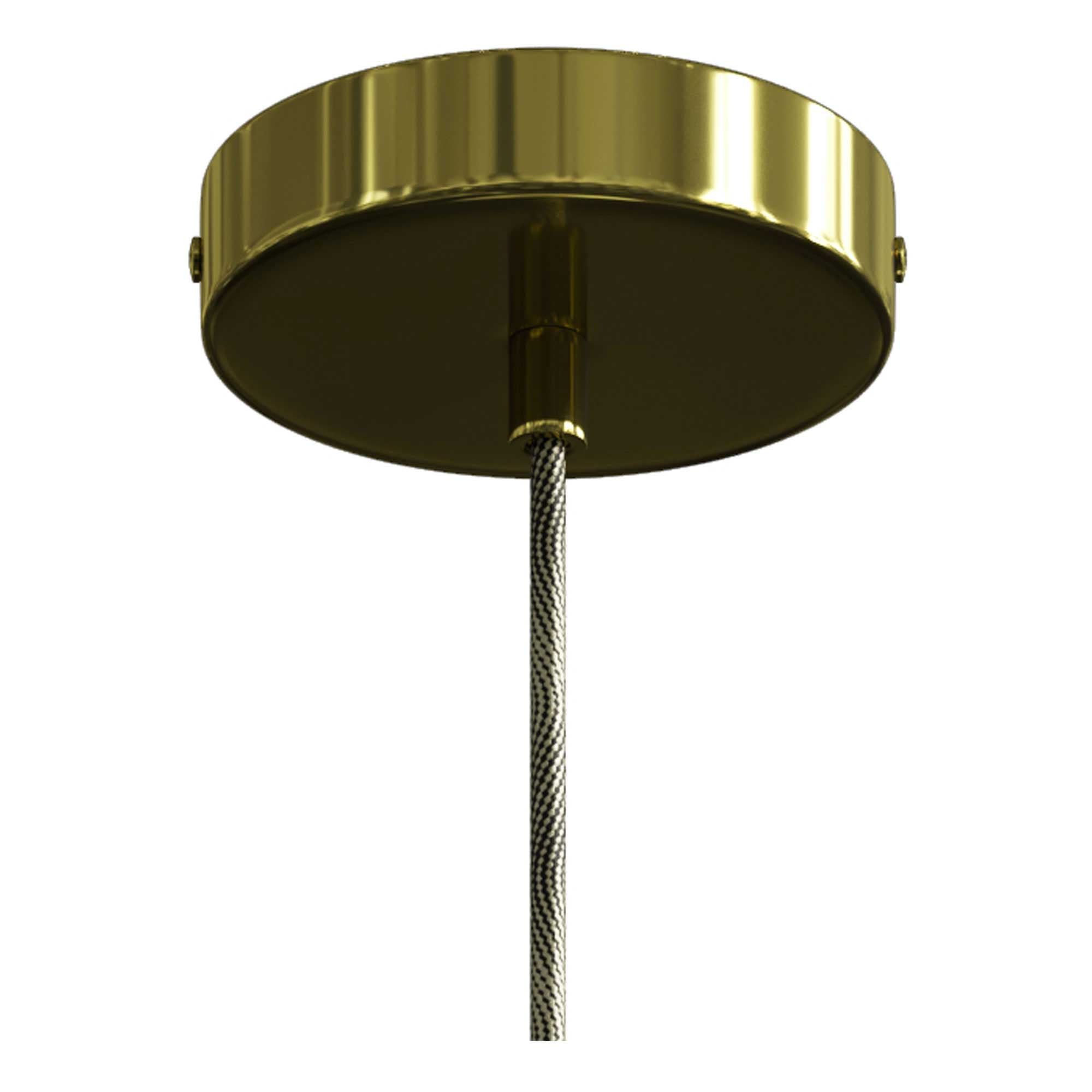 Lampada a sospensione completa di cavo tessile e finiture in metallo a contrasto - Ottone