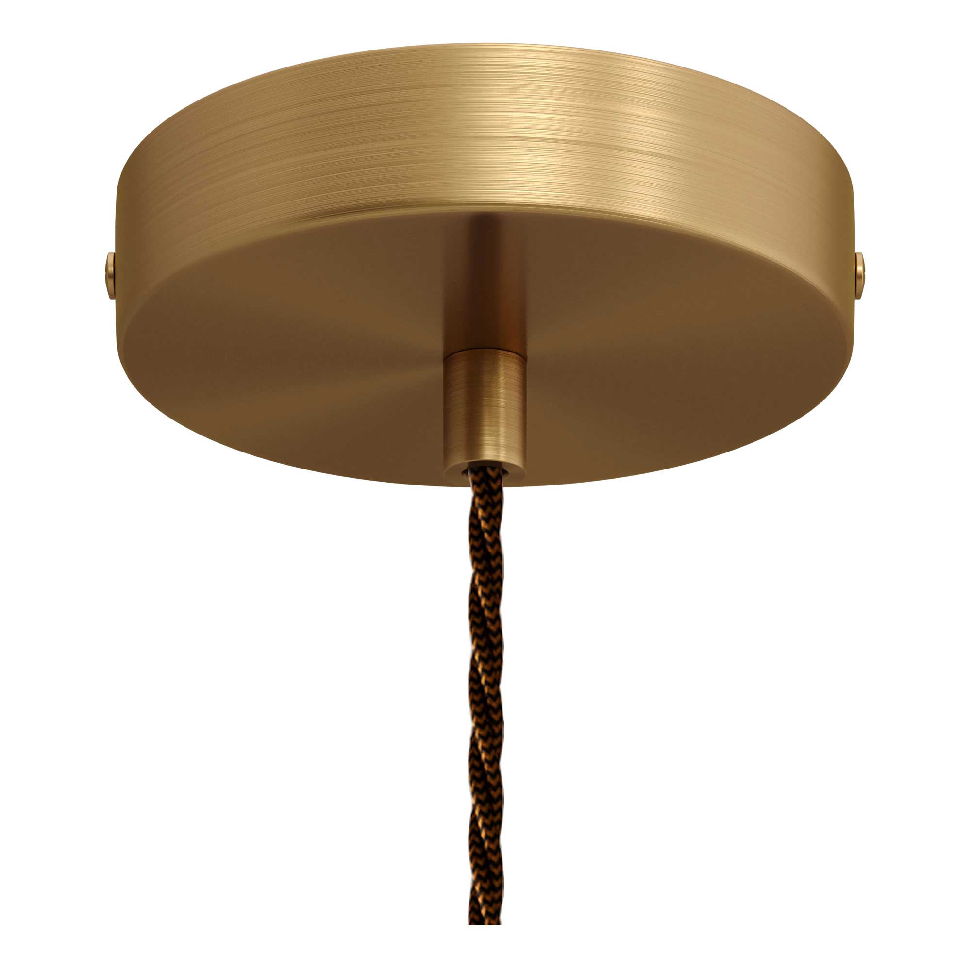 Lampada a sospensione completa di cavo tessile trecciato e portalampada in alluminio - Bronzo satinato