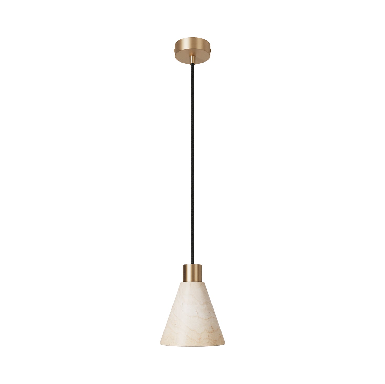Lampada a sospensione con paralume conico in legno - Bronzo satinato