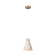Lampada a sospensione con paralume conico in legno - Bronzo satinato