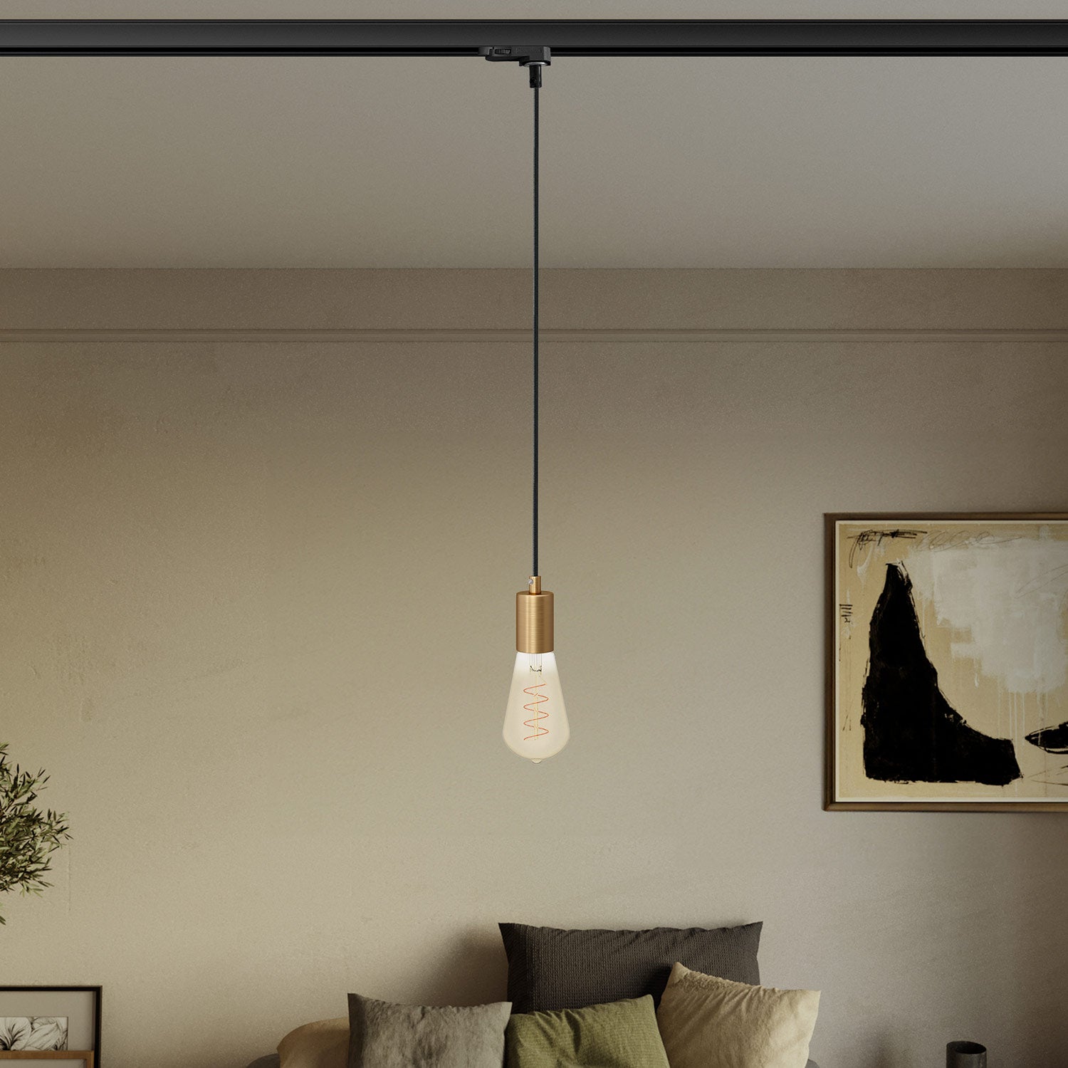 Lampada a sospensione con finiture in metallo satinato per binari - Bronzo satinato