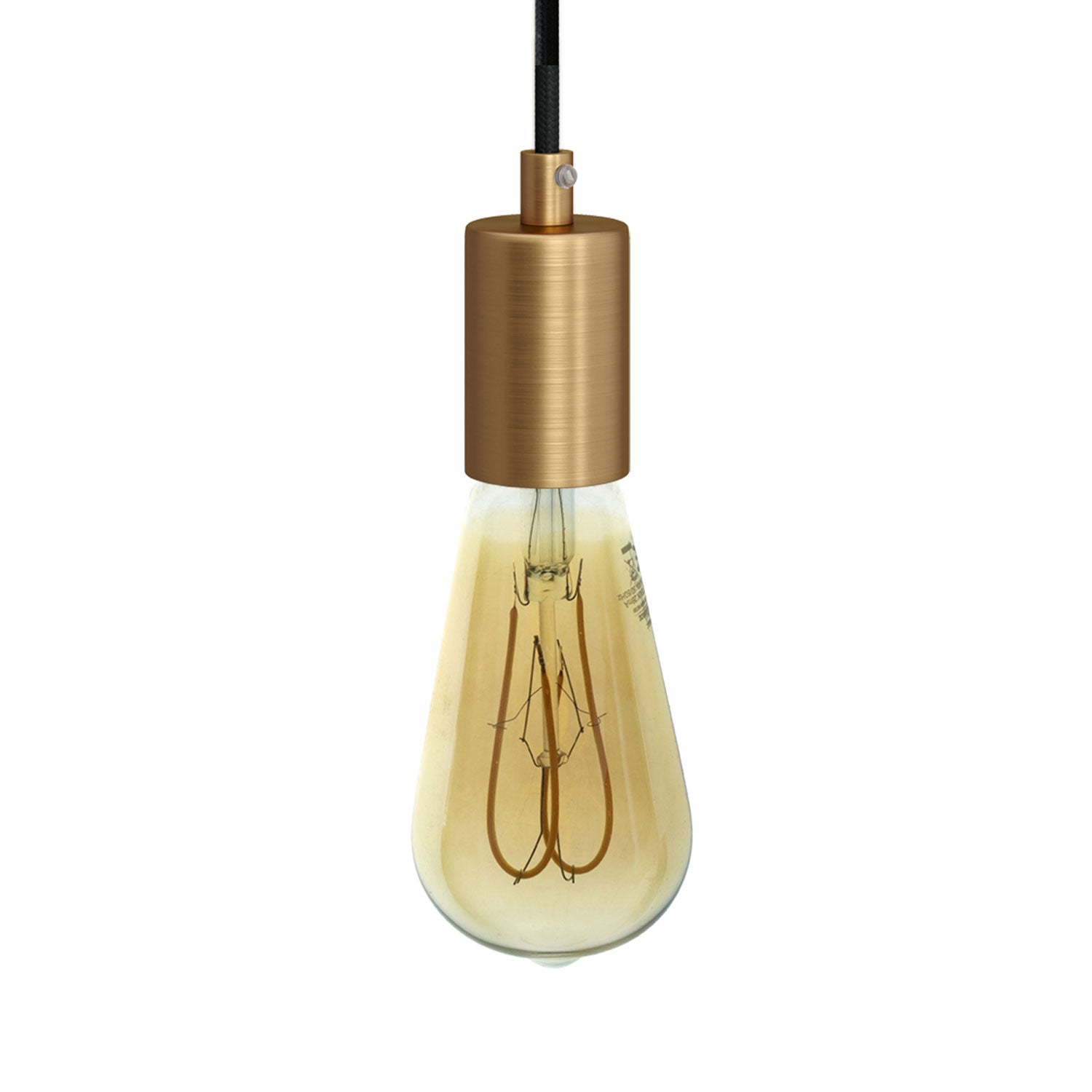 Lampada a sospensione completa di cavo tessile e finiture in metallo satinato - Bronzo satinato