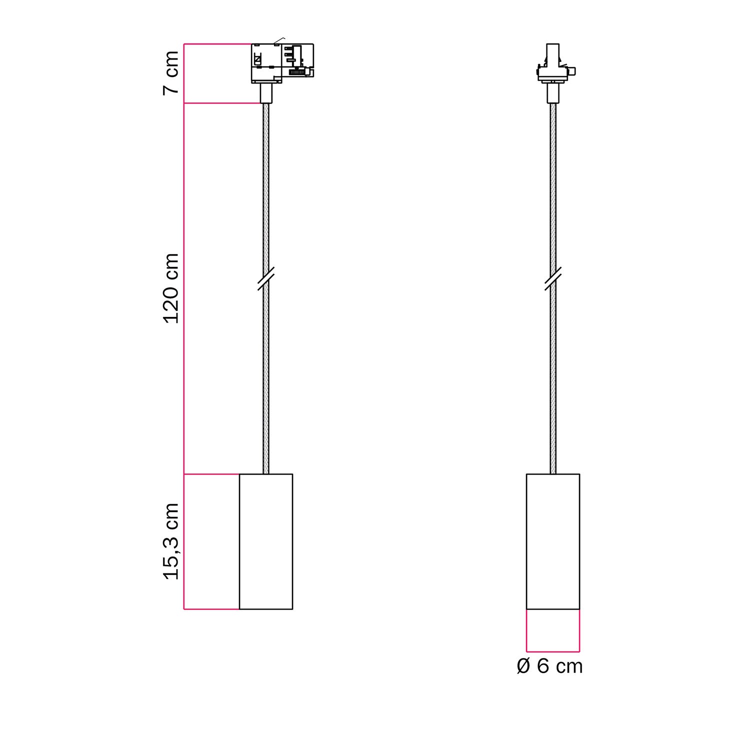 Lampada a sospensione con paralume Tub-E14 per binari - Bronzo satinato