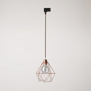 Lampada a sospensione con paralume a gabbia Diamond per binari - Rame