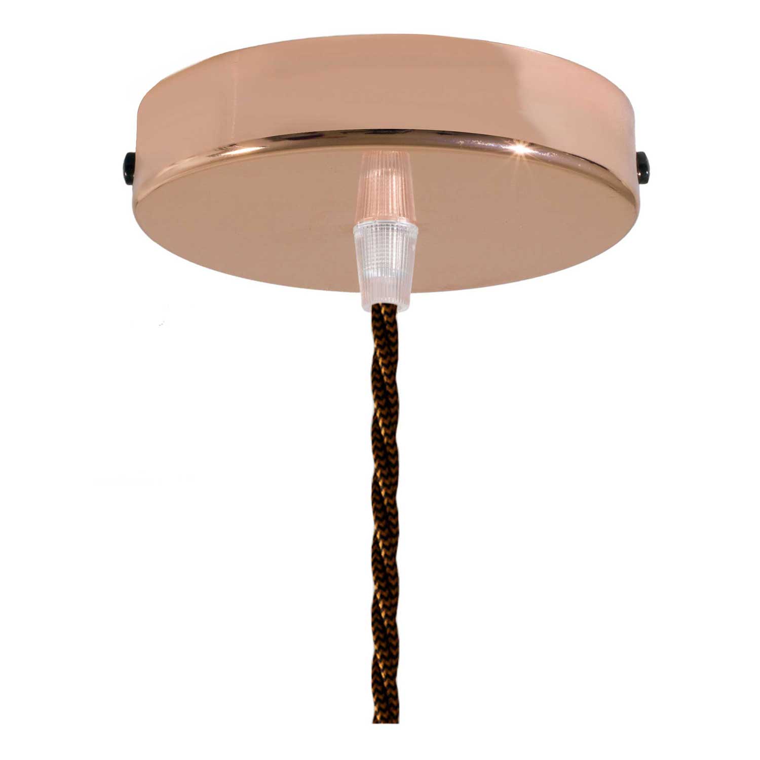 Lampada a sospensione completa di cavo tessile, paralume gabbia Diamond e finiture in metallo - Rame