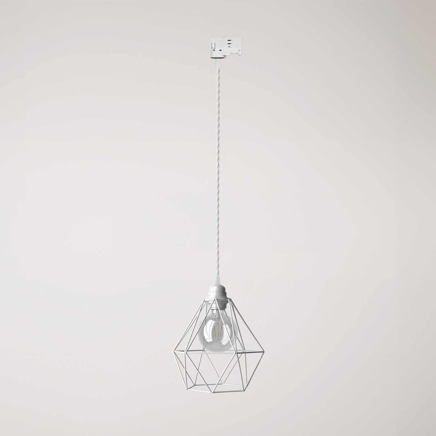 Lampada a sospensione con paralume a gabbia Diamond per binari - Bianco