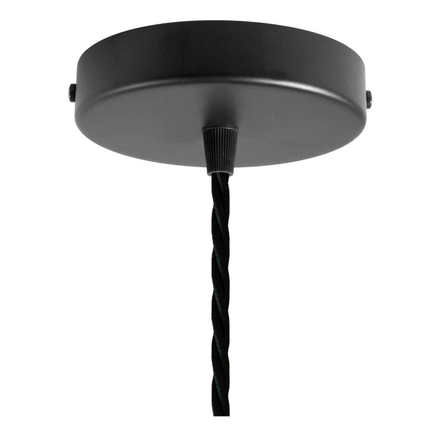 Lampada a sospensione completa di cavo tessile, paralume gabbia Drop e finiture in metallo - Nero