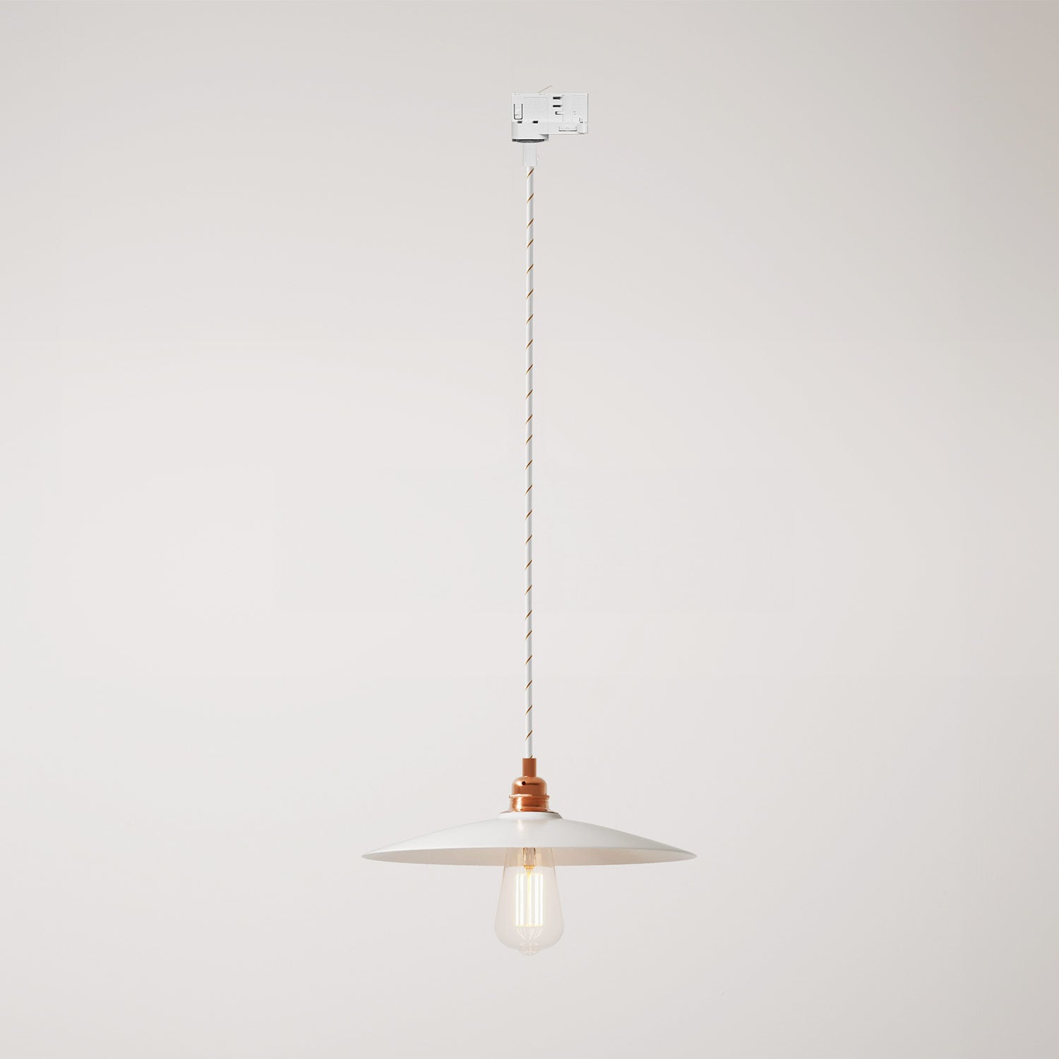 Lampada a sospensione con paralume in ceramica Piatto per binari - Bianco lucido